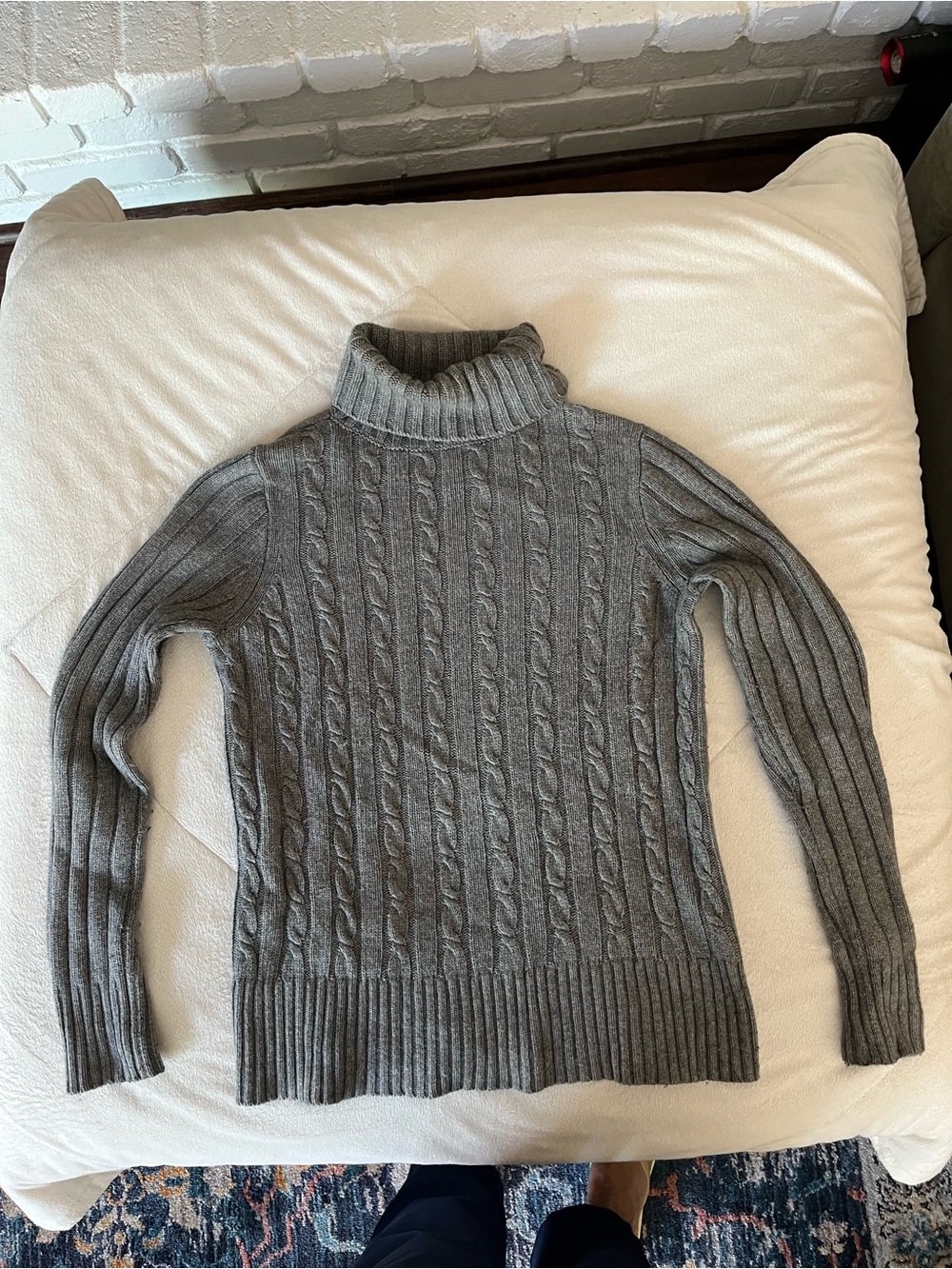 J. Crew Heather Gray Cable Turtleneck Sweater